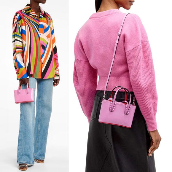 ✨New CHRISTIAN LOUBOUTIN Cabata Nano East West Patent Leather Tote Bag Gummy - Picture 14 of 14